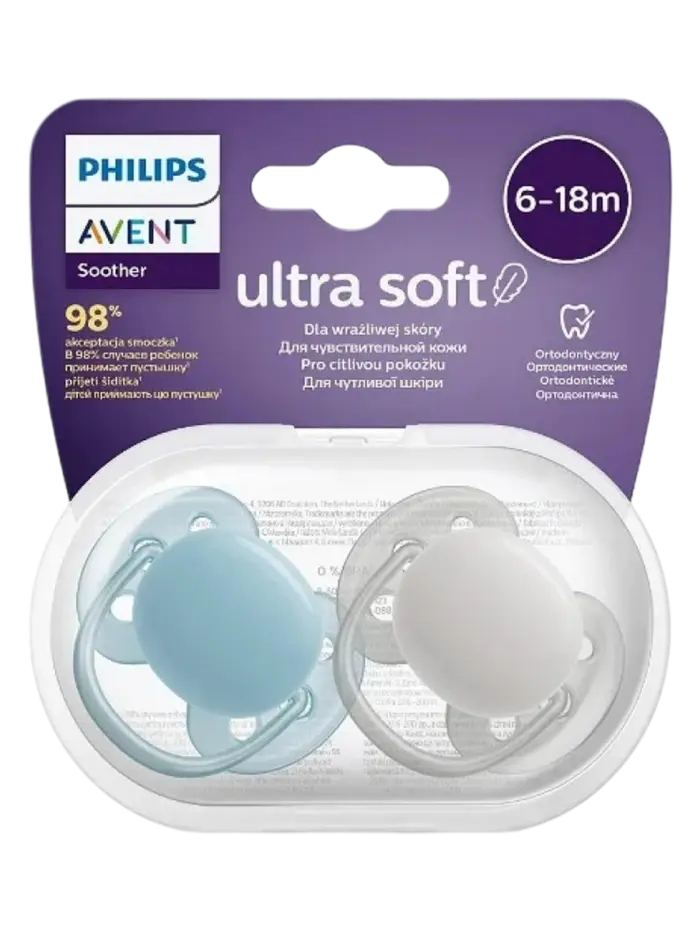 Набор пустышек силиконовых ортодонтических Philips Avent Ultra Soft Premium Neutral