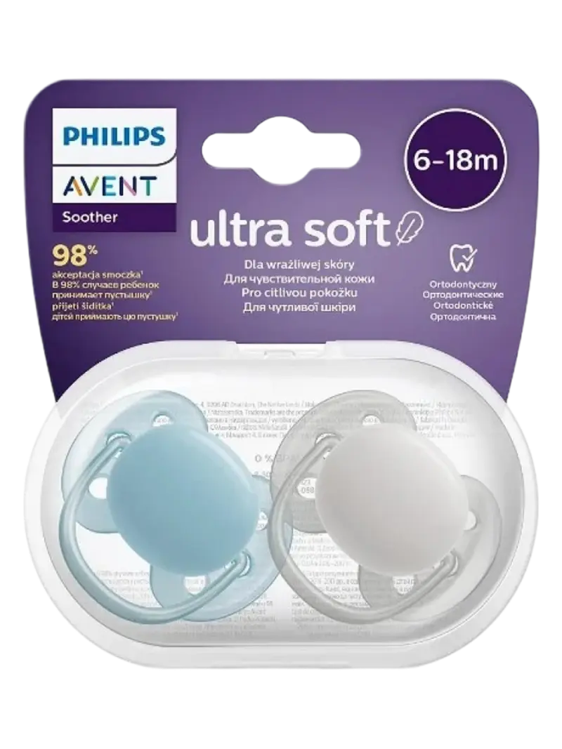 Набор пустышек силиконовых ортодонтических Philips Avent Ultra Soft Premium Neutral