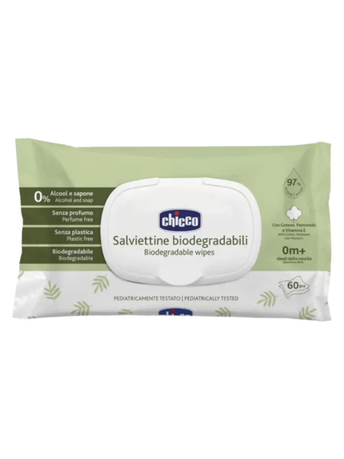 Салфетки влажные детские Chicco биоразлагаемые (60 шт)