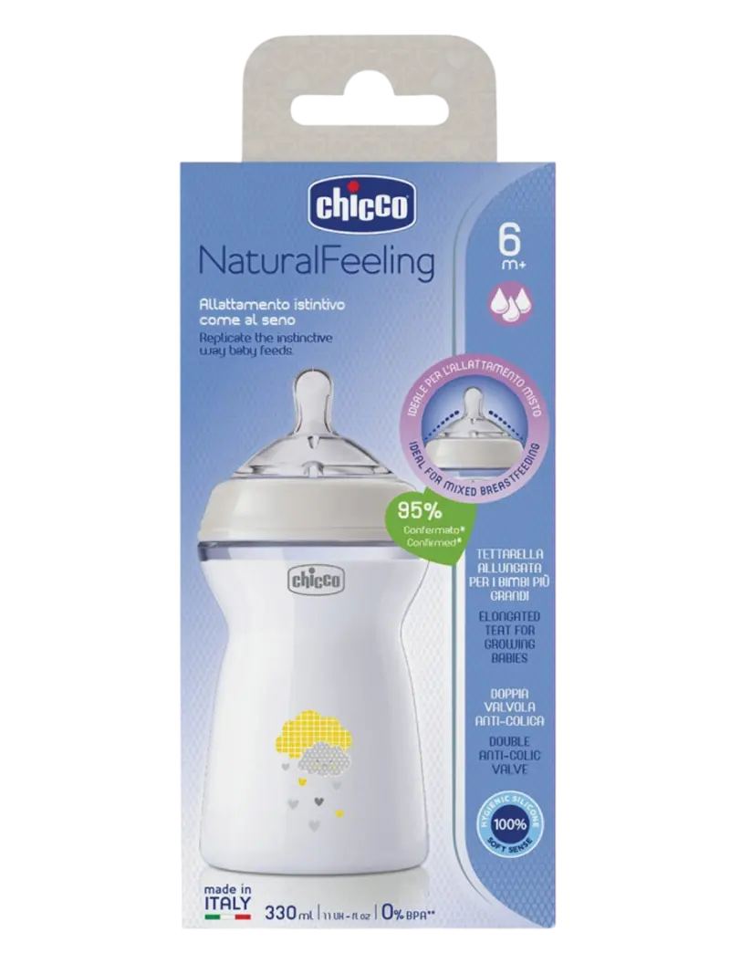 Бутылочка для кормления Chicco Natural Feeling белая быстрый поток