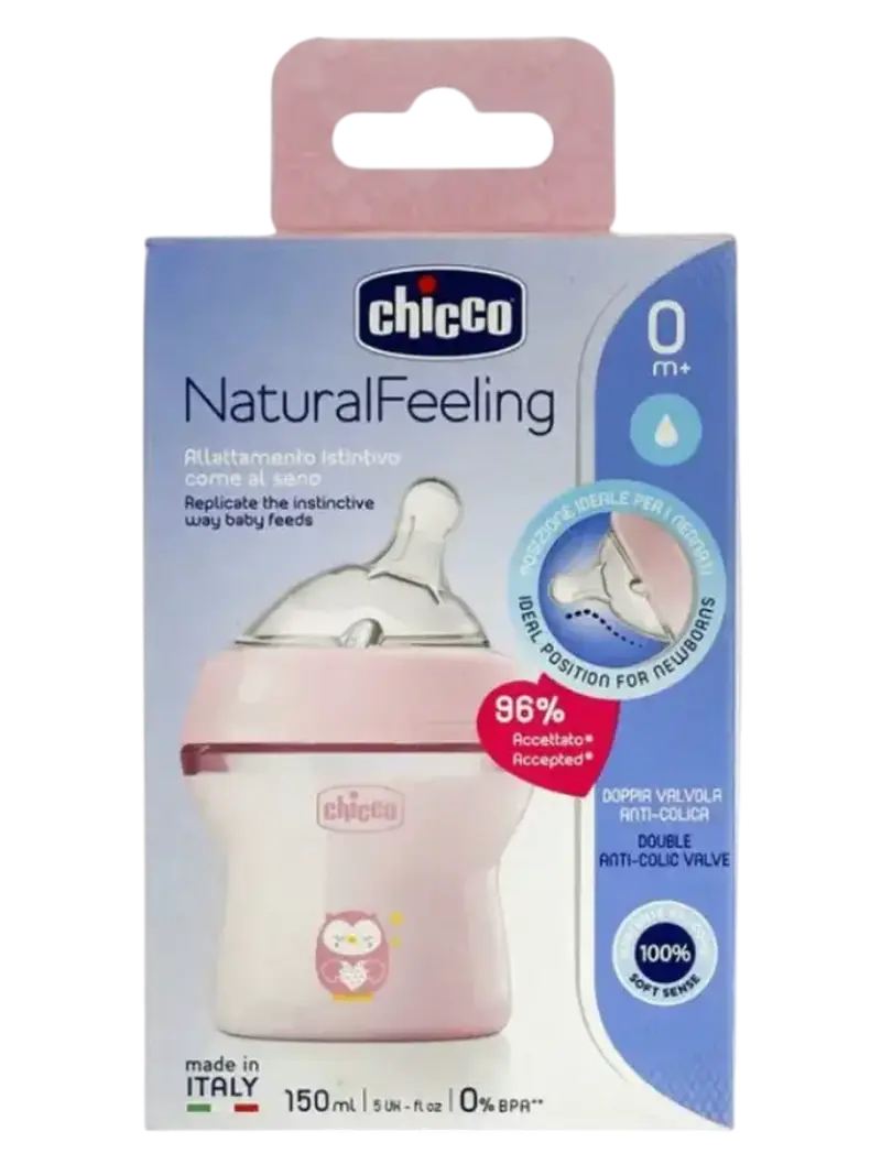 Бутылочка для кормления Chicco Natural Feeling розовая медленный поток