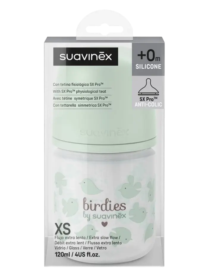 Бутылочка стеклянная Suavinex Birdies