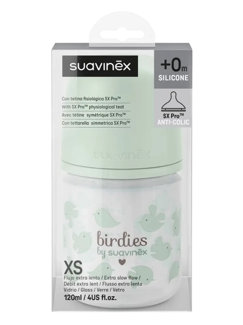 Бутылочка стеклянная Suavinex Birdies