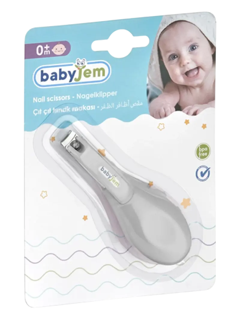 Кусачки для ногтей детские безопасные Babyjem Easy Grip серые