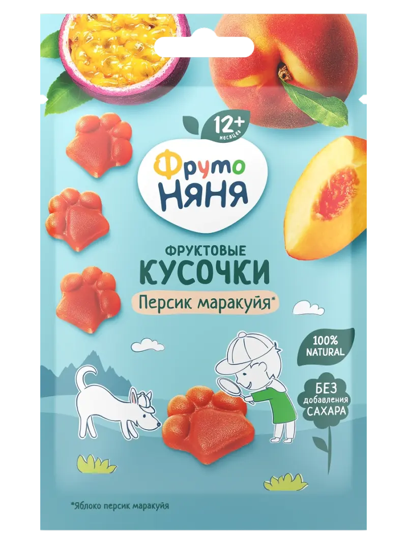 Фруктовые кусочки ФрутоНяня яблоко-персик-маракуйя 12+ мес