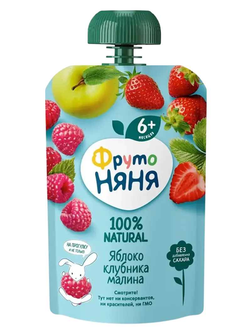 Десерт ФрутоНяня яблоко-клубника-манго