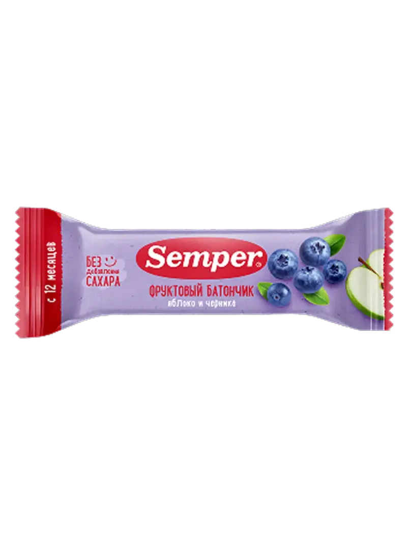 Снеки детские Semper фруктовый ломтик яблоко-черника 12+ мес