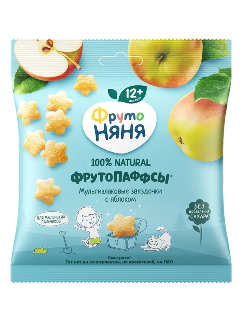 Детские мультизлаковые звездочки ФрутоПаффсы яблоко