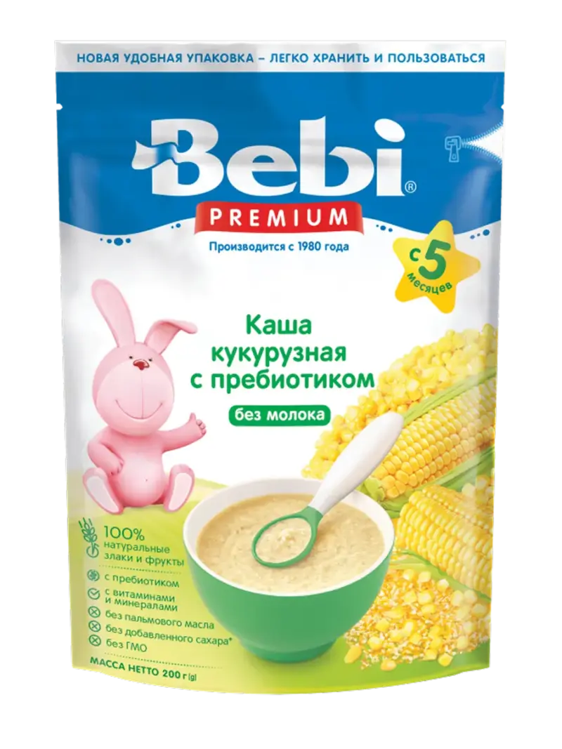 Каша детская безмолочная Bebi кукурузная 5+ мес