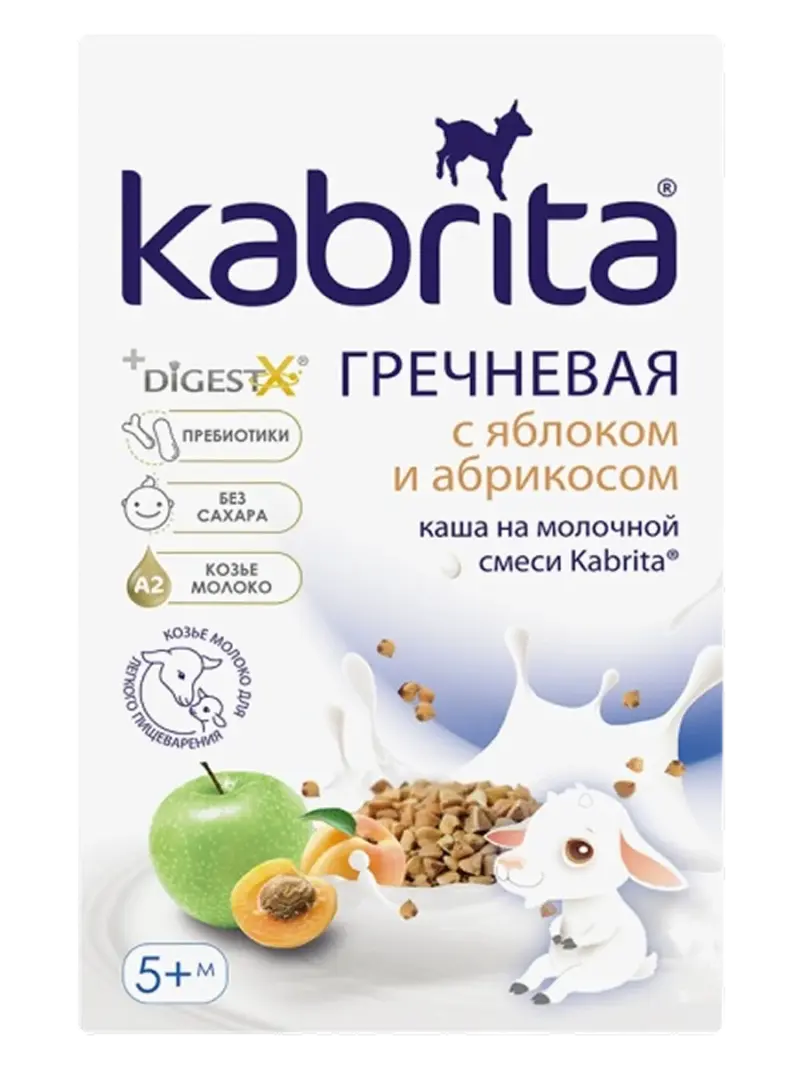 Каша детская Kabrita гречневая яблоко-абрикос на козьем молоке 5+ мес