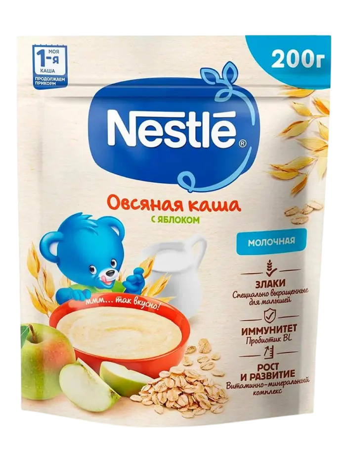 Каша детская молочная Nestle Шагайка овсяная с яблоком 4+ мес Каша детская молочная Nestle Шагайка овсяная с яблоком 4+ мес