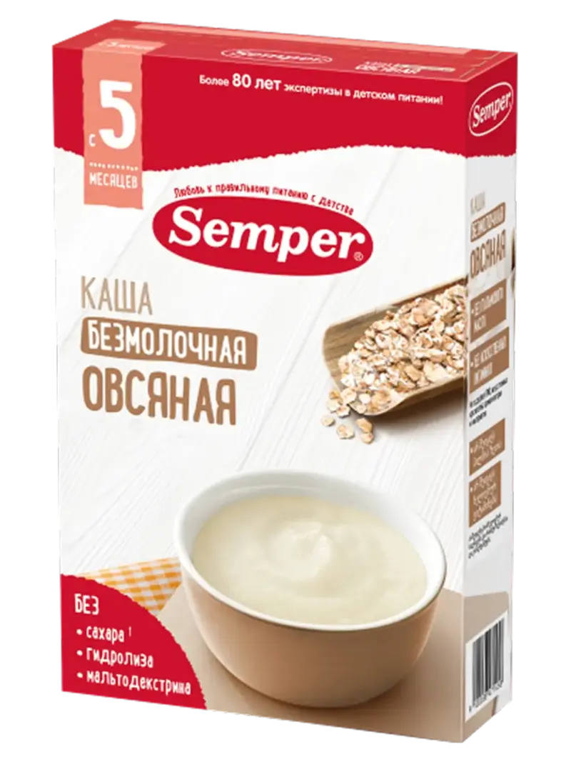 Каша детская Semper безмолочная овсяная 5+ мес