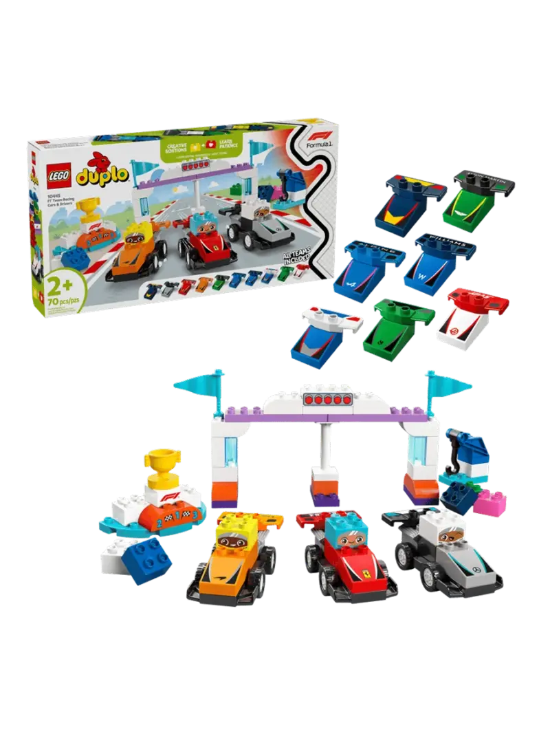 Конструктор LEGO DUPLO Команда Ф1 болиды и пилоты