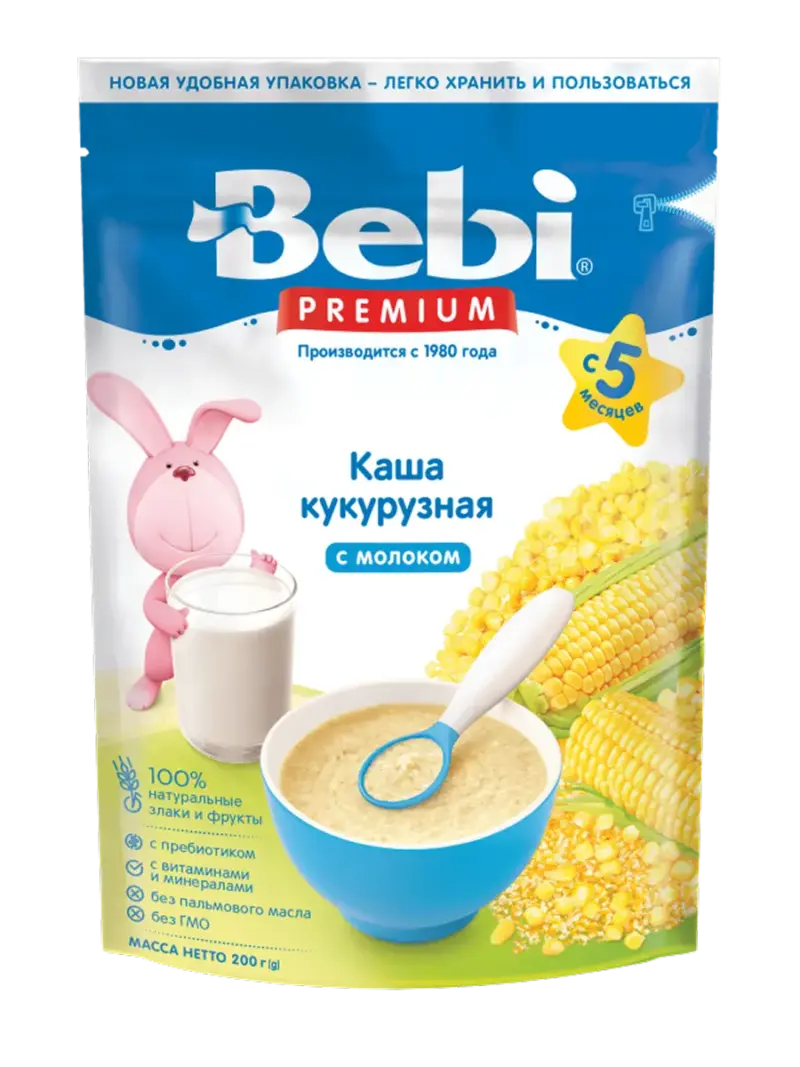 Каша детская молочная Bebi кукурузная 5+ мес
