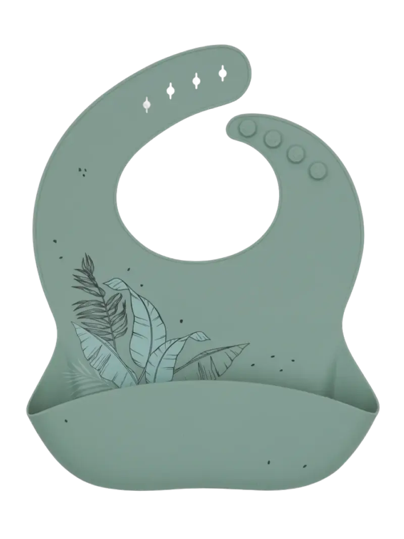 Нагрудник силиконовый с рисунком KikkaBoo Platinum Flora Sage