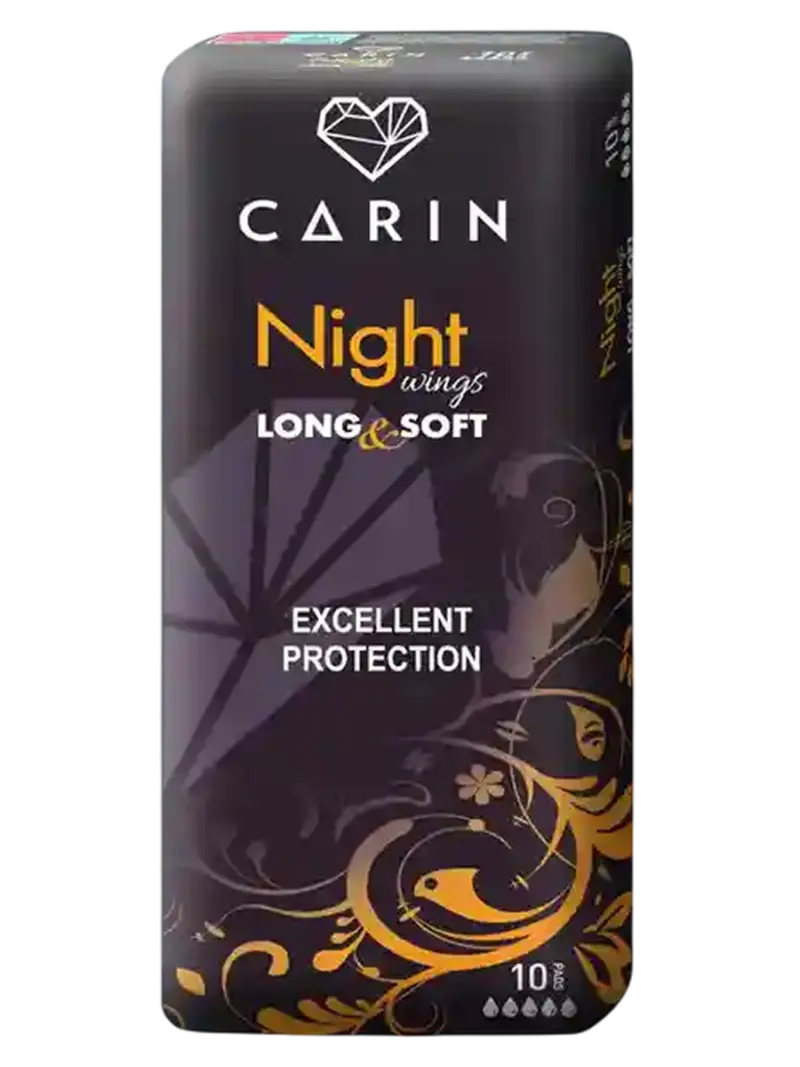 Прокладки гигиенические ночные Carin Night Wings Long&Soft 10шт