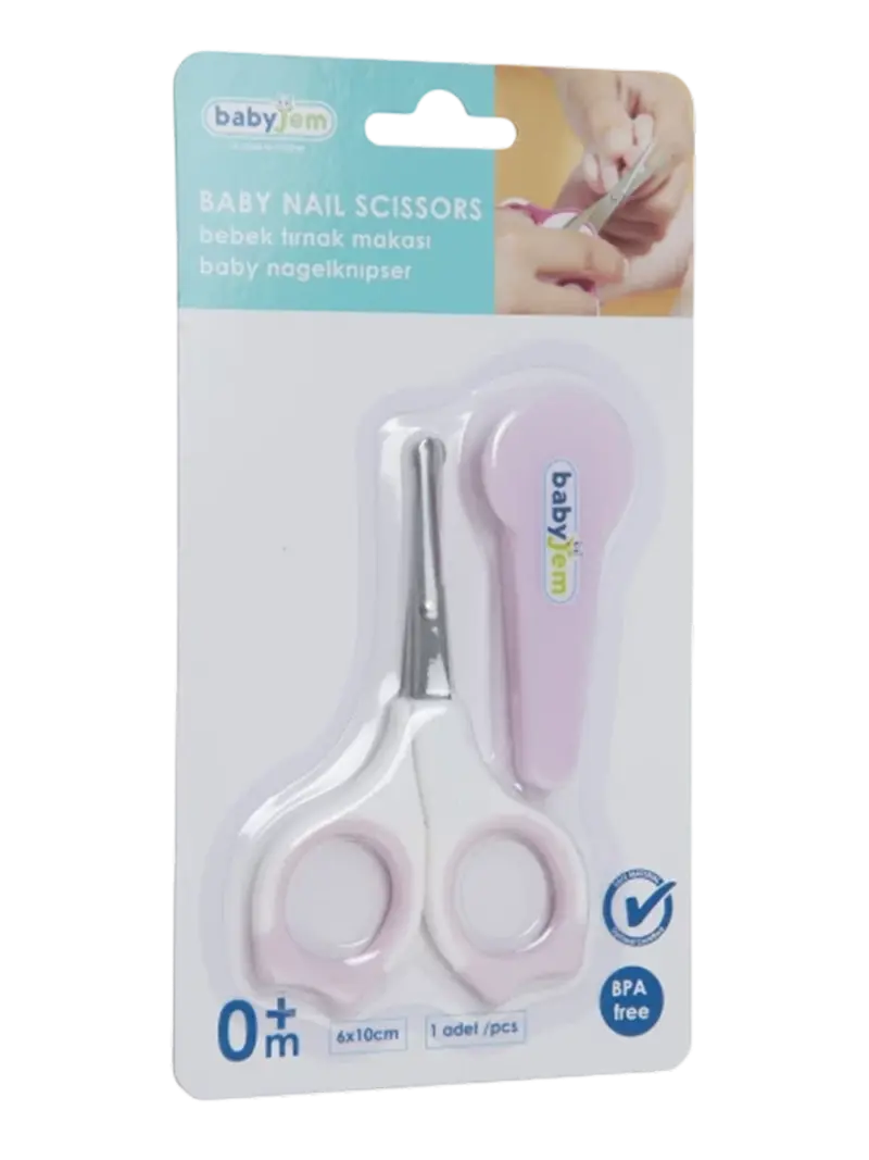 Ножницы детские безопасные с закругленными концами Babyjem розовые с чехлом