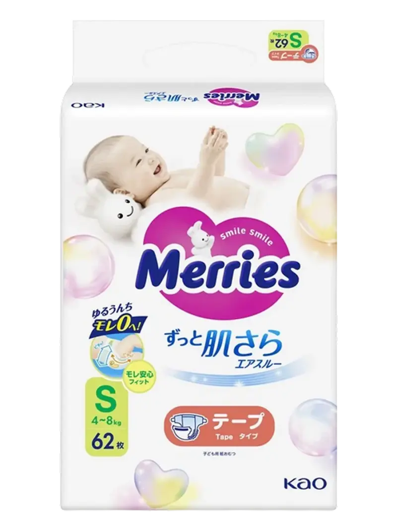 Подгузники детские Merries размер S (4-8 кг)