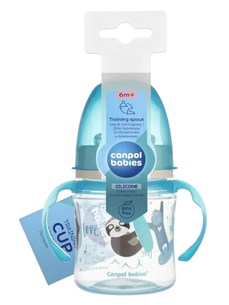 Поильник обучающий Canpol Babies Easy Start Экзотические животные голубой 120мл