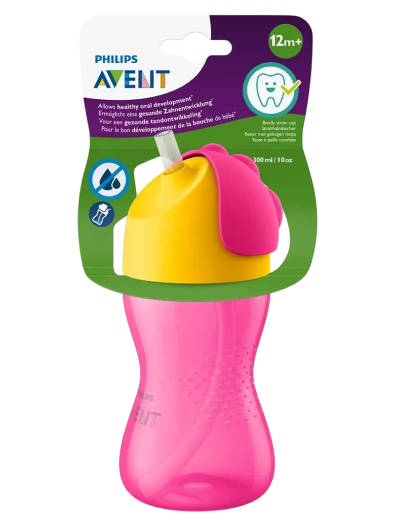 Поильник с трубочкой Philips Avent розовый 300мл
