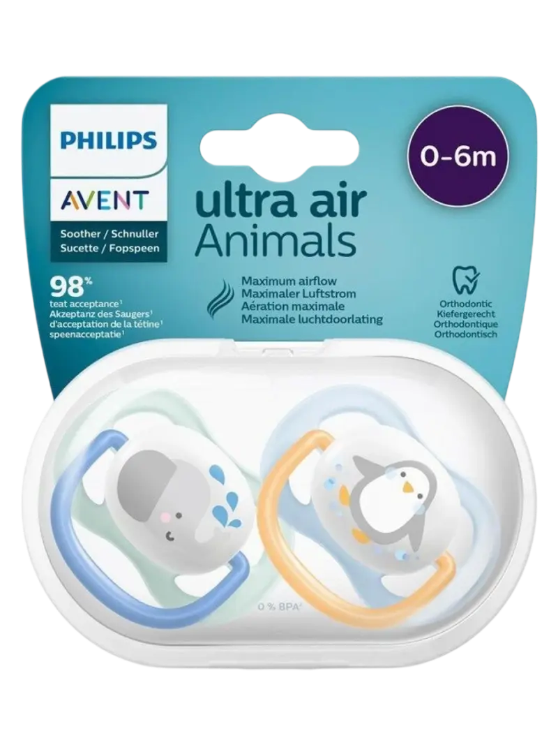 Набор пустышек силиконовых ортодонтических Philips Avent Ultra Air Animals