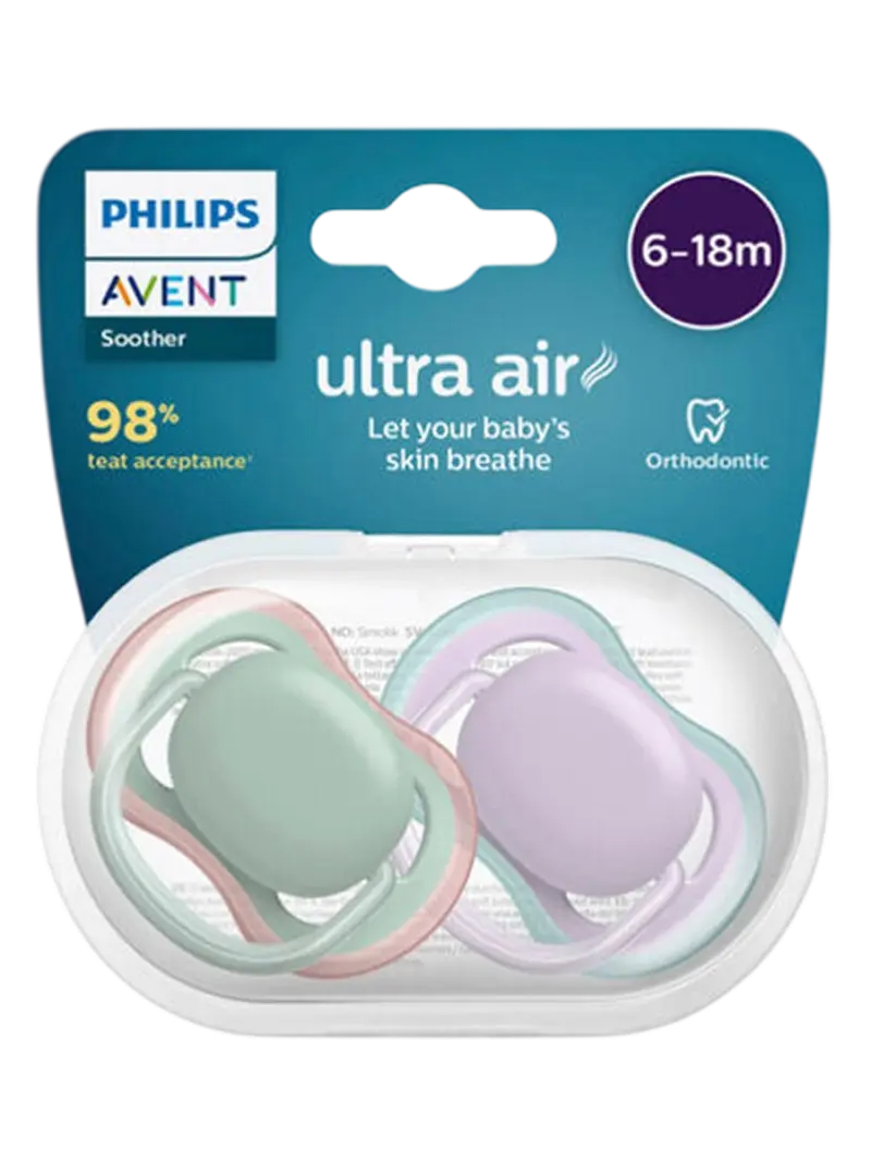 Набор пустышек силиконовых ортодонтических Philips Avent Ultra Air Кит и Звезда