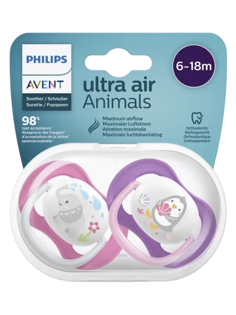 Набор пустышек силиконовых ортодонтических Philips Avent Ultra Air