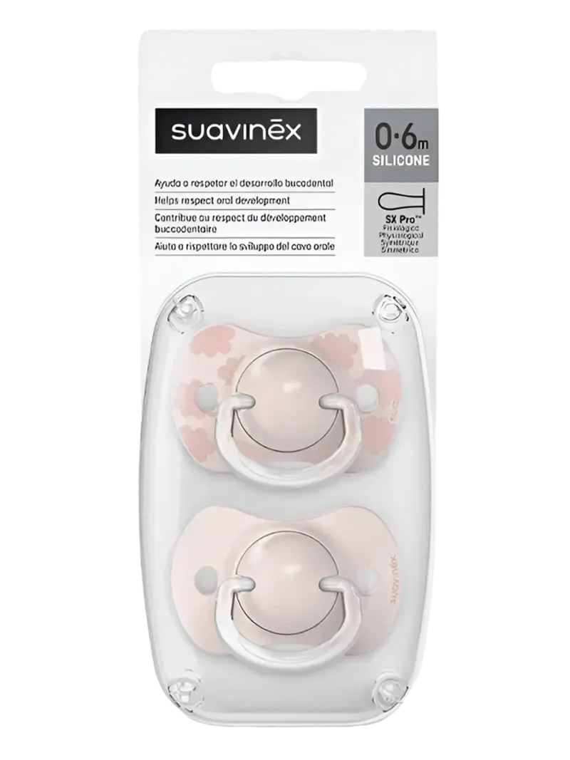 Набор пустышек силиконовых Suavinex Birdies розовый
