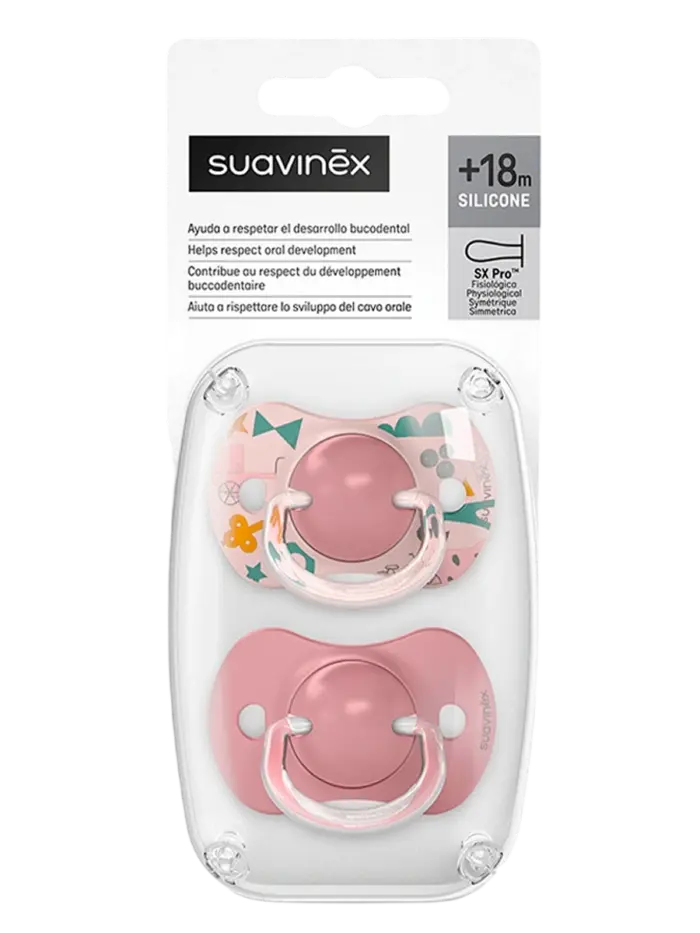 Набор пустышек силиконовых Suavinex Walk розовый