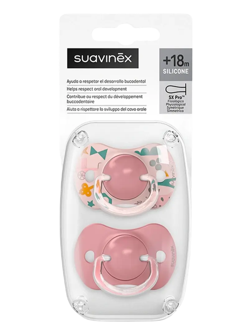 Набор пустышек силиконовых Suavinex Walk розовый