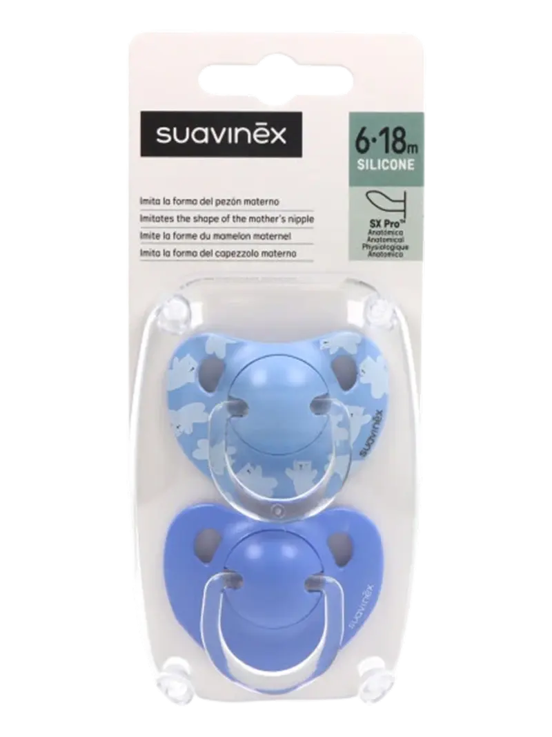 Набор пустышек силиконовых Suavinex Wild голубой