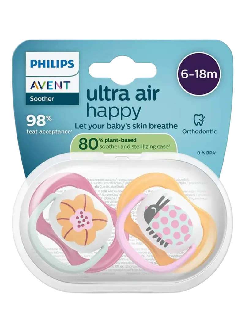 Набор пустышек силиконовых ортодонтических Philips Avent Ultra Air