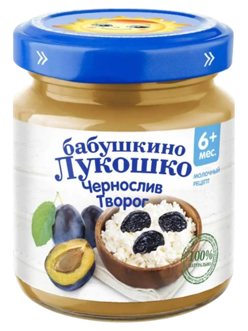 Пюре детское Бабушкино Лукошко чернослив с творогом 6+ мес
