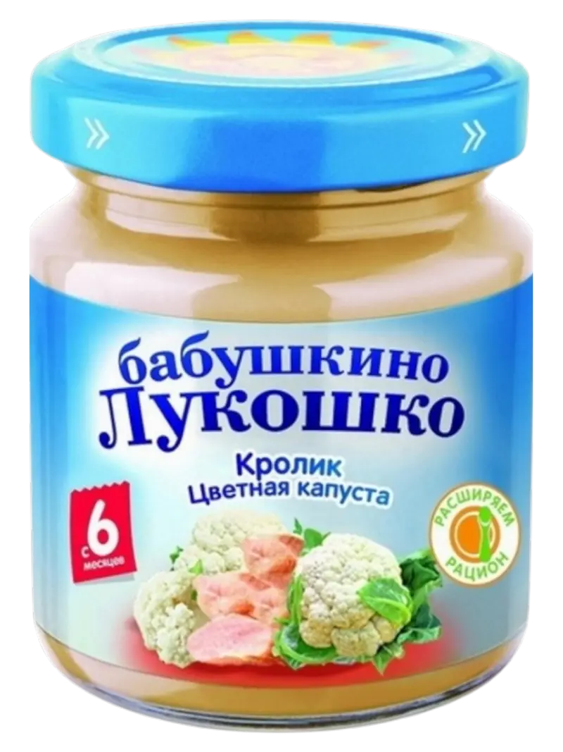 Пюре детское Бабушкино Лукошко цветная капуста-кролик 6+ мес