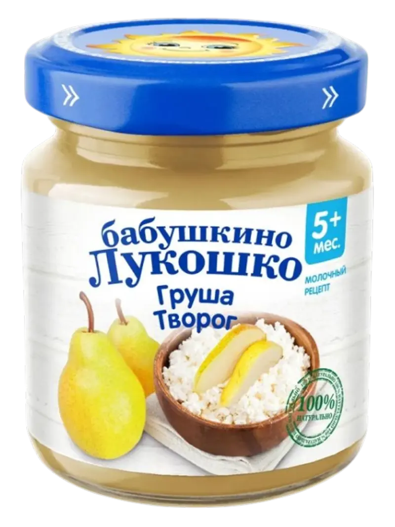Пюре детское Бабушкино Лукошко груша с творогом 5+ мес