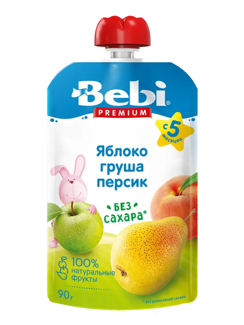 Пюре детское Bebi яблоко-груша-персик 5+ мес