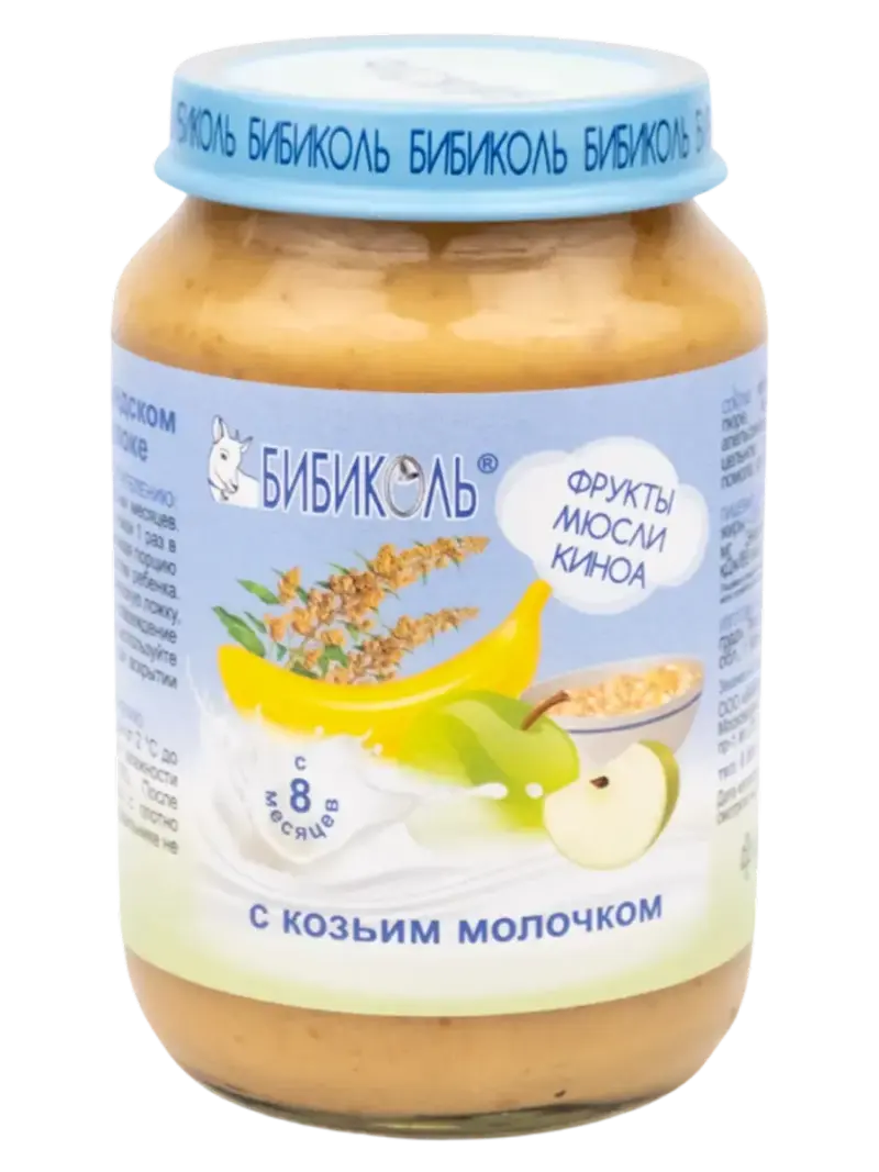 Пюре детское Бибиколь фрукты-мюсли-киноа с козьим молоком 6+ мес