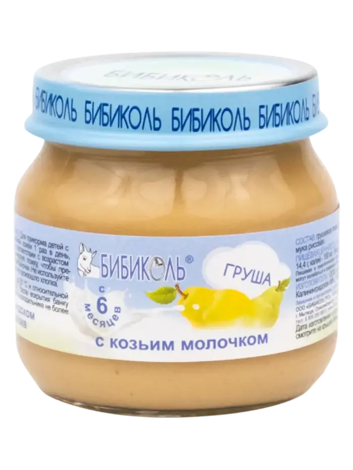 Пюре детское Бибиколь груша с козьим молоком 6+ мес