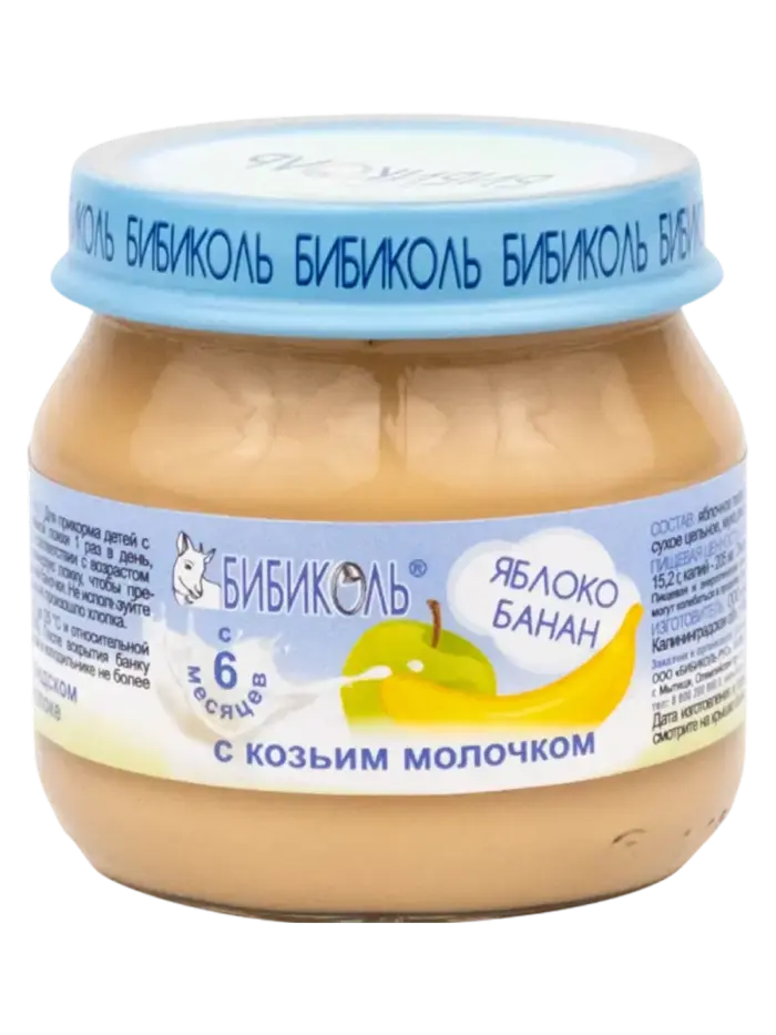 Пюре детское Бибиколь яблоко-банан с козьим молоком 6+ мес