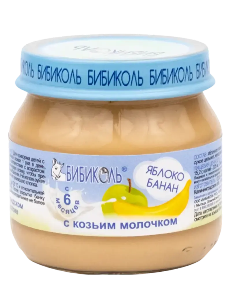 Пюре детское Бибиколь яблоко-банан с козьим молоком 6+ мес