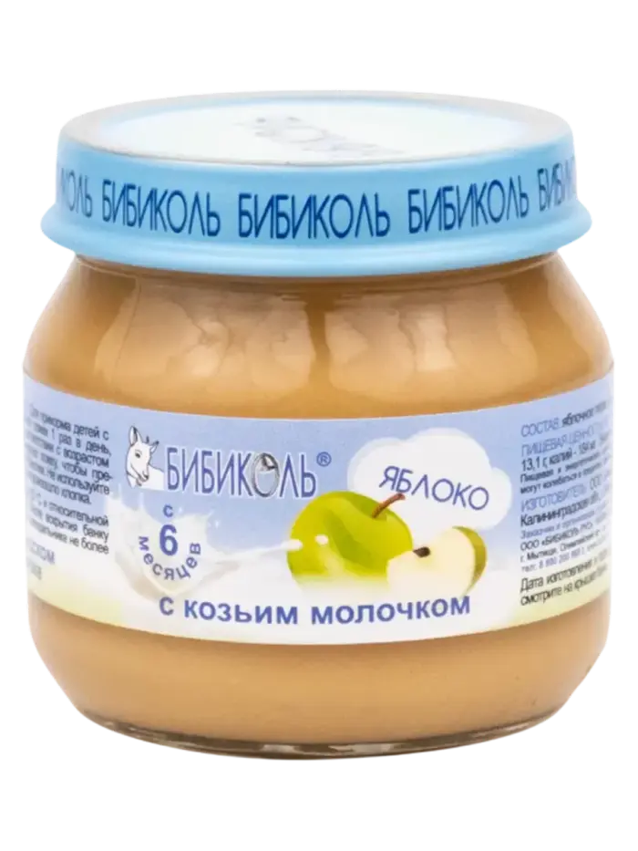 Пюре детское Бибиколь яблоко с козьим молоком 6+ мес