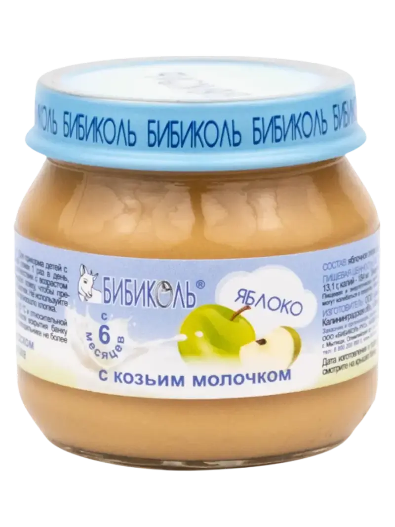 Пюре детское Бибиколь яблоко с козьим молоком 6+ мес