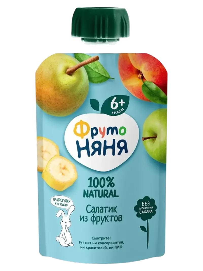 Пюре детское ФрутоНяня яблоко-банан с творогом 6+ мес
