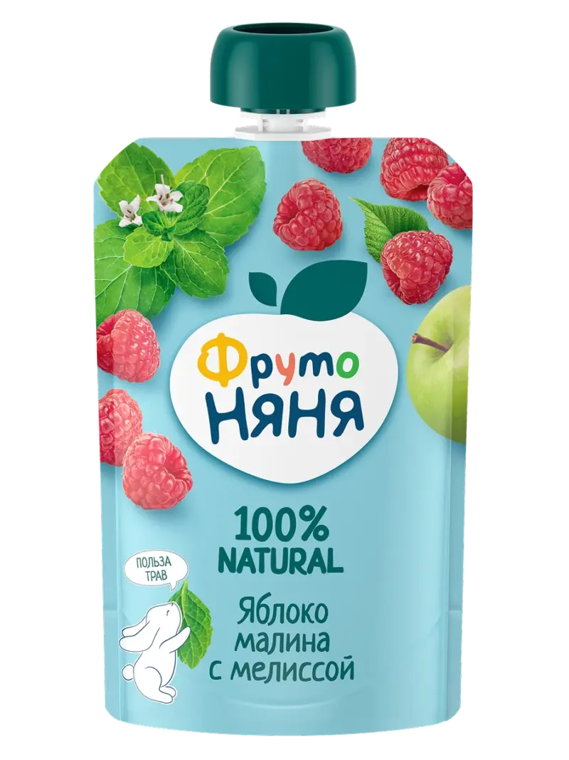 Детское фруктовое пюре ФрутоНяня яблоко-малина-мелисса