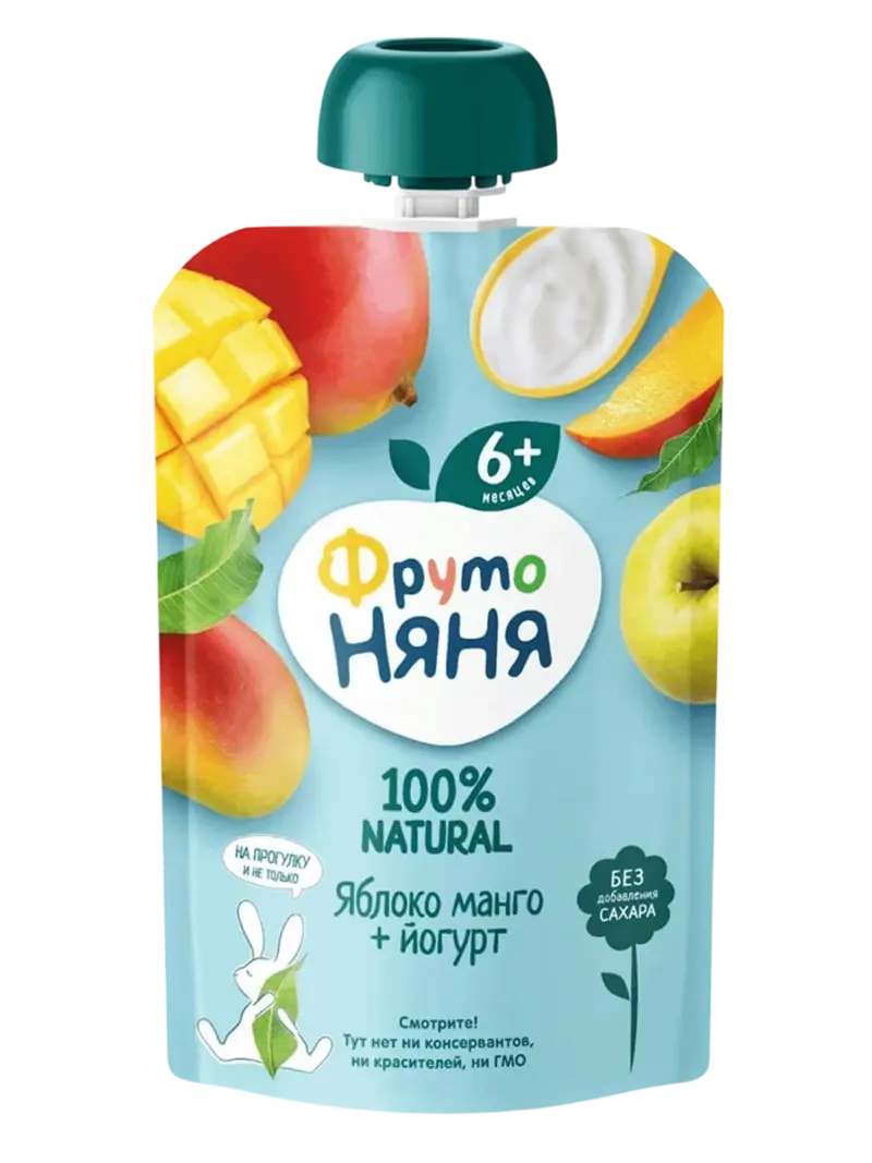 Пюре детское ФрутоНяня яблоко-манго с йогуртом 6+ мес