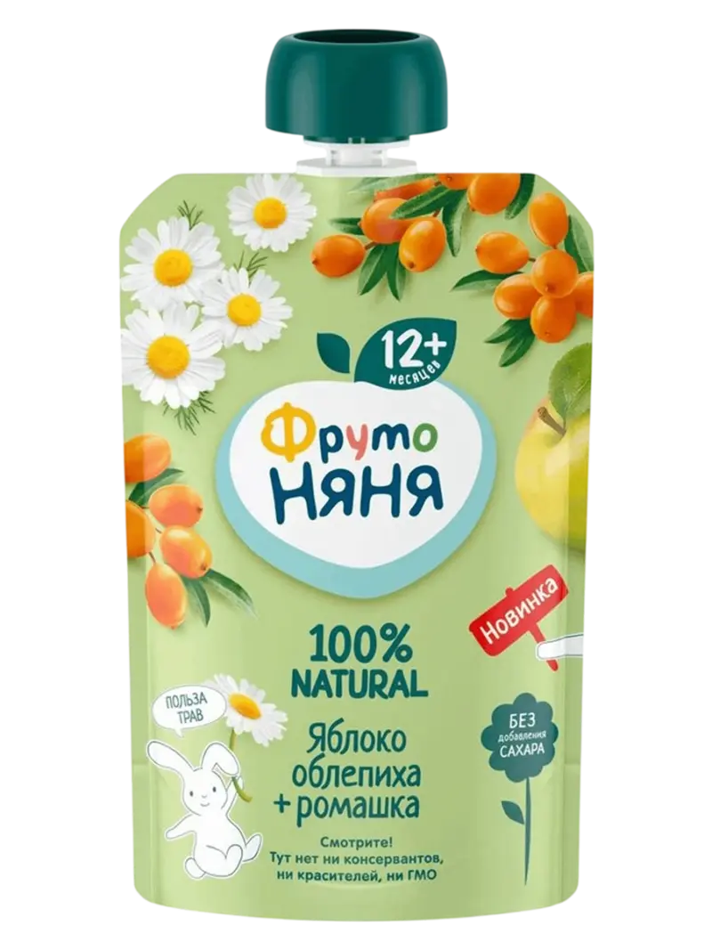 Пюре детское ФрутоНяня яблоко-облепиха с ромашкой 6+ мес