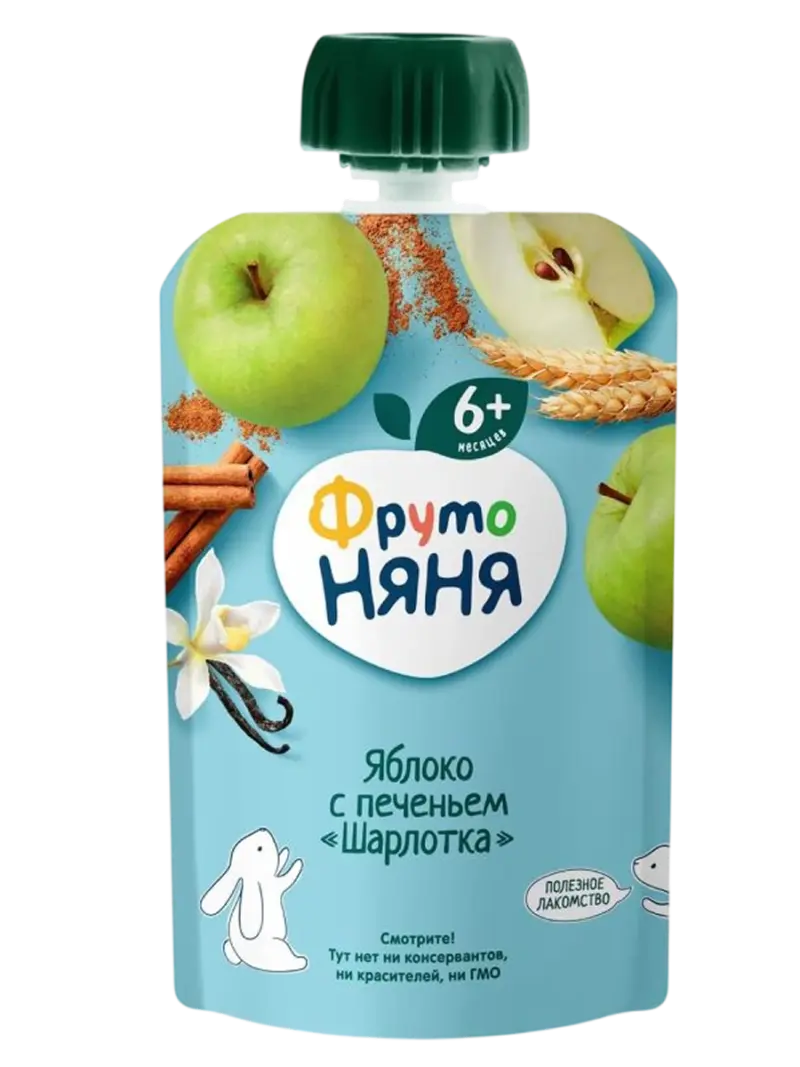 Пюре детское ФрутоНяня яблоко с печеньем Шарлотка 6+ мес