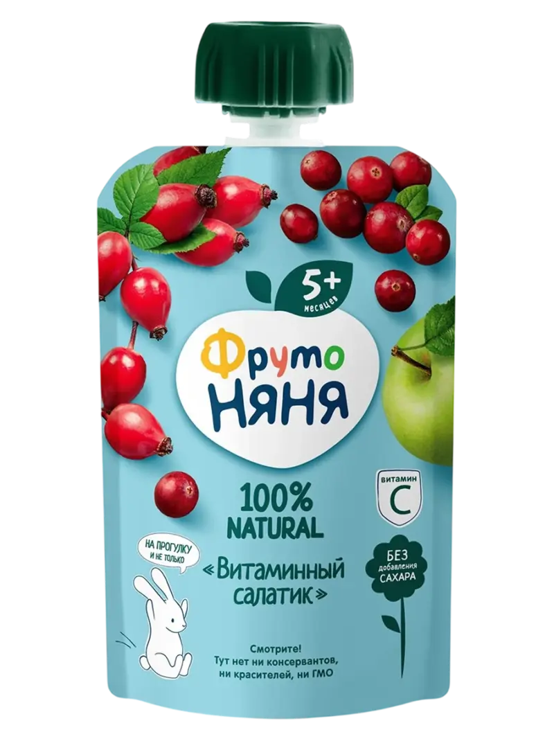 Пюре детское ФрутоНяня яблоко-шиповник-клюква 5+ мес