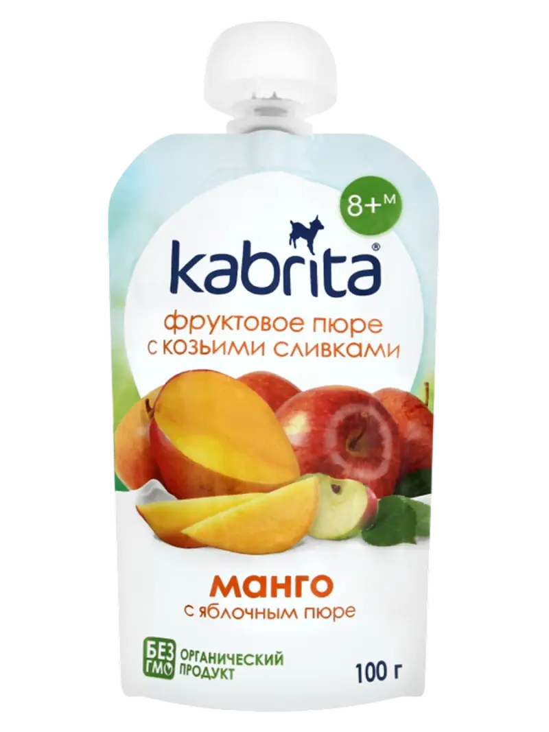 Пюре детское Kabrita манго-яблоко со сливками козьего молока 6+ мес