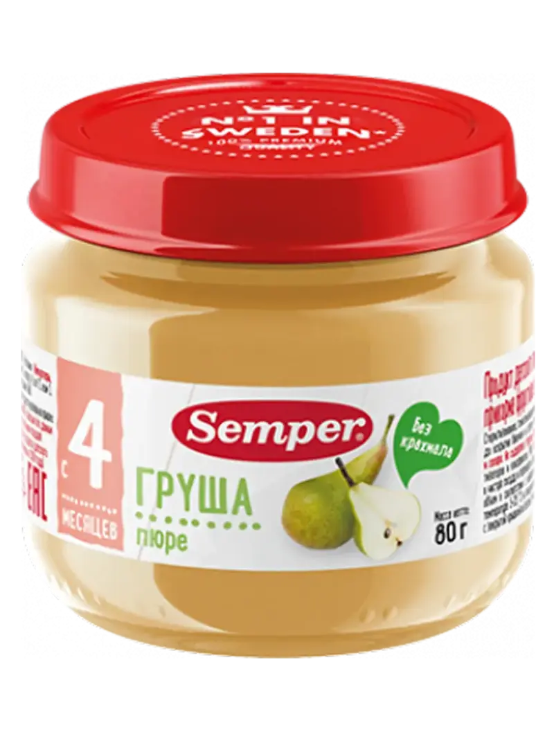 Пюре детское Semper груша 4+ мес